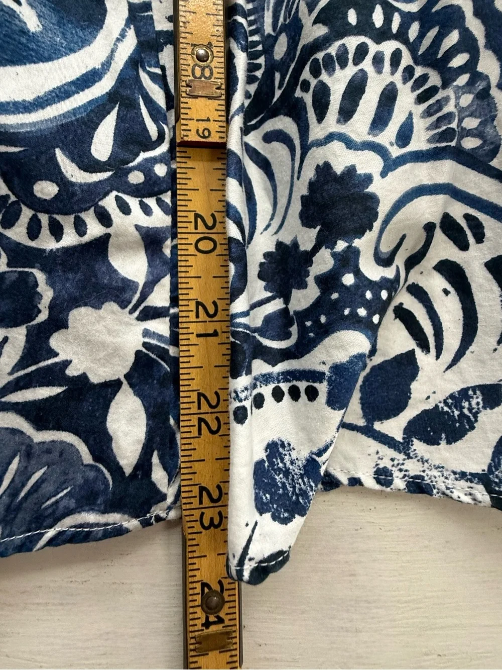 Lauren Ralph Lauren Womens White Blue Damask Cotton Pleated Skirt Pockets Size 2